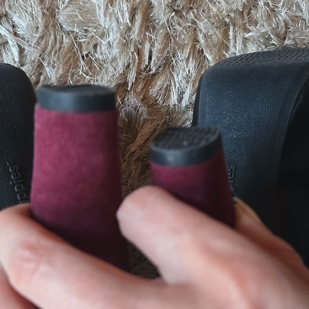 Hush Puppies Black And Burgundy Leather And Suede Booties - Picture 7 of 13